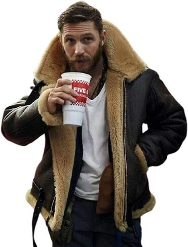 Shearling Brown Leather Coat Genuine Sheepskin Leather Coat with Artificial Fur B3 Bomber Leather Coat Aviator Coat for Men (as1, alpha, 3x_l, regular, regular, Dark Brown) in Saudi Arabia