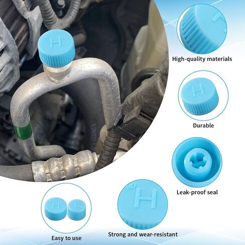 10 Pcs Car A/C Valve Core Caps, A/C Charging Valve Cap, High Low Pressure Ac Caps Replacement, Leakproof Air Conditioning System Seal Kit for Cars in Saudi Arabia