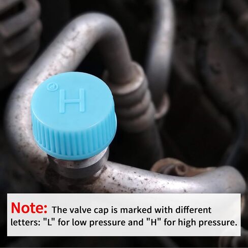 10 Pcs Car A/C Valve Core Caps, A/C Charging Valve Cap, High Low Pressure Ac Caps Replacement, Leakproof Air Conditioning System Seal Kit for Cars in Saudi Arabia