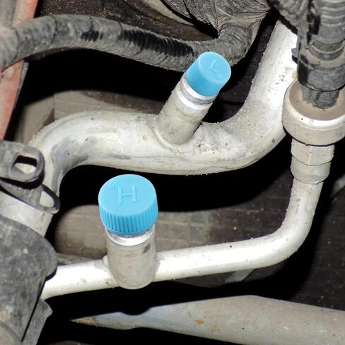 10 Pcs Car A/C Valve Core Caps, A/C Charging Valve Cap, High Low Pressure Ac Caps Replacement, Leakproof Air Conditioning System Seal Kit for Cars in Saudi Arabia