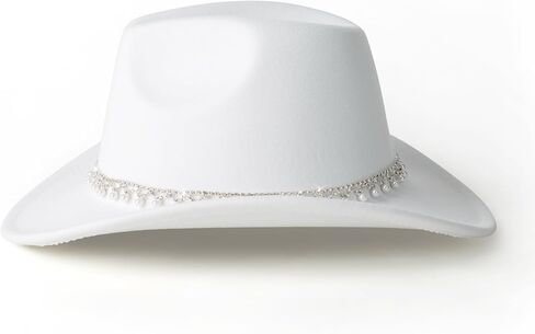 Pearl Hat Shiny Cowboy Wide Brim Womens Hat Party Hats in Kuwait