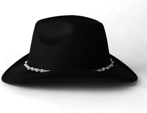 Pearl Hat Shiny Cowboy Wide Brim Womens Hat Party Hats in Kuwait