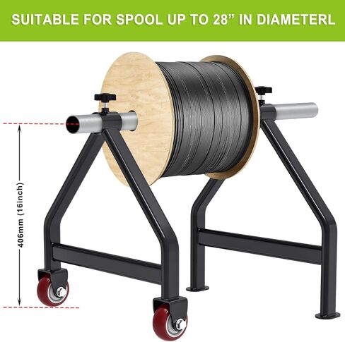 Lifeswell Wire Spool Rack, Portable Cable Caddy, Steel Fully welded Wire Rack Dispenser for up to 28" Diameter Spools, 220 lbs Capacity, Black in Kuwait