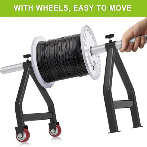 Lifeswell Wire Spool Rack, Portable Cable Caddy, Steel Fully welded Wire Rack Dispenser for up to 28" Diameter Spools, 220 lbs Capacity, Black in Kuwait