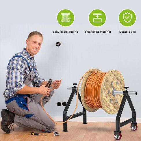 Lifeswell Wire Spool Rack, Portable Cable Caddy, Steel Fully welded Wire Rack Dispenser for up to 28" Diameter Spools, 220 lbs Capacity, Black in Kuwait