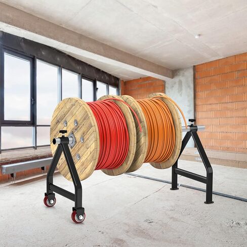 Lifeswell Wire Spool Rack, Portable Cable Caddy, Steel Fully welded Wire Rack Dispenser for up to 28" Diameter Spools, 220 lbs Capacity, Black in Kuwait