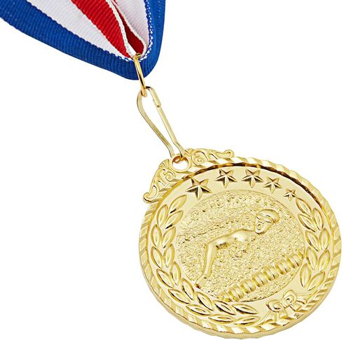 مجموعة من 12 ميدالية لجوائز كرة القدم من جوفال للأطفال والكبار - جوائز مشاركة الفريق بشريط مقاس 15.5 بوصة باللون الأحمر والأبيض والأزرق، هدايا حفلات كرة القدم ذات الطابع الرياضي (2 بوصة، معدن، ذهبي) in Kuwait
