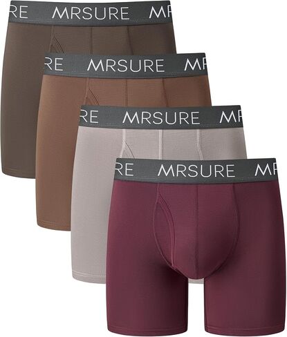 MrSure Men's Underwear Boxer Briefs Multipack with Breathable Moisture-Wicking Comfort and Assorted Colors (4 Pack) in Kuwait