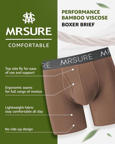 MrSure Men's Underwear Boxer Briefs Multipack with Breathable Moisture-Wicking Comfort and Assorted Colors (4 Pack) in Kuwait