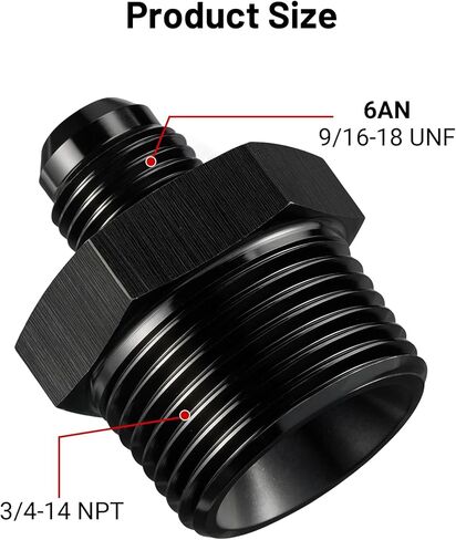طاقة الشر 6AN ذكر مضيئة إلى 3/4 "NPT وصلة أنابيب محول مستقيم الألومنيوم الأسود 2 قطعة in Saudi Arabia