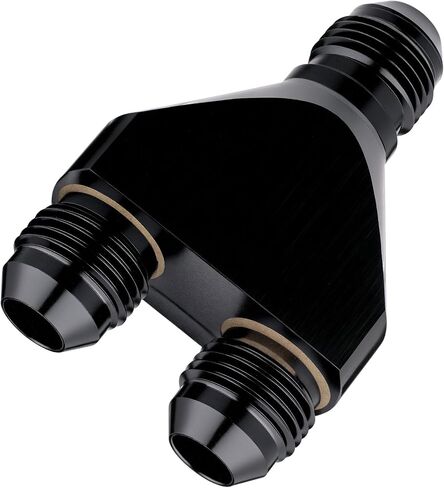 EVIL ENERGY 8AN Male to Parallel Exit Dual 8AN Male Y Block Fitting Splitter Adapter, Aluminum, Black in Saudi Arabia