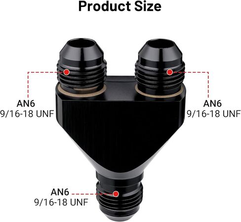 EVIL ENERGY 8AN Male to Parallel Exit Dual 8AN Male Y Block Fitting Splitter Adapter, Aluminum, Black in Saudi Arabia