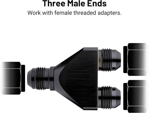 EVIL ENERGY 8AN Male to Parallel Exit Dual 8AN Male Y Block Fitting Splitter Adapter, Aluminum, Black in Saudi Arabia