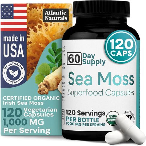 Sea Moss with Shilajit 5-in-1 Superfood Capsules - Sea Moss Supplement with Bladderwrack, Burdock Root & Black Pepper - Enhanced Absorption & Vitality - 2705 mg per Serving (60 ct) in Saudi Arabia