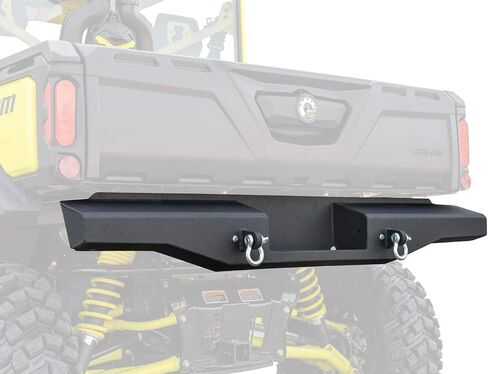 SuperATV Sheet Metal Rear Bumper For Can Am Defender HD 5/8/10/MAX, Thick Steel Plating, 2 D-Ring Shackles, Built-In Winch Mount Pre-Fit For SuperATV 3500lb. Black Ops Winch, See Fitment, USA Made in Saudi Arabia