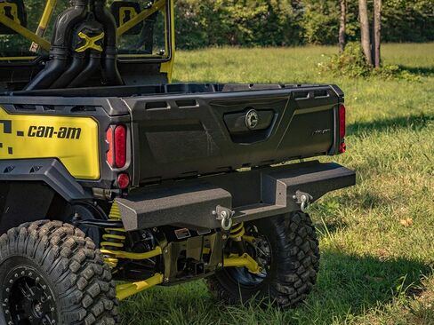SuperATV Sheet Metal Rear Bumper For Can Am Defender HD 5/8/10/MAX, Thick Steel Plating, 2 D-Ring Shackles, Built-In Winch Mount Pre-Fit For SuperATV 3500lb. Black Ops Winch, See Fitment, USA Made in Saudi Arabia