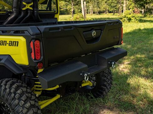 SuperATV Sheet Metal Rear Bumper For Can Am Defender HD 5/8/10/MAX, Thick Steel Plating, 2 D-Ring Shackles, Built-In Winch Mount Pre-Fit For SuperATV 3500lb. Black Ops Winch, See Fitment, USA Made in Saudi Arabia