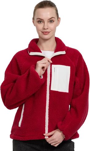 سترات صوف نسائية سميكة 290G بسحاب كامل ومعاطف بياقة عالية وأكمام طويلة وسترة خارجية غير رسمية in Kuwait