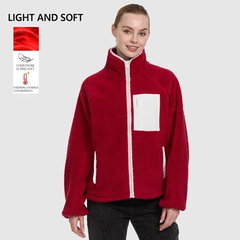 سترات صوف نسائية سميكة 290G بسحاب كامل ومعاطف بياقة عالية وأكمام طويلة وسترة خارجية غير رسمية in Kuwait