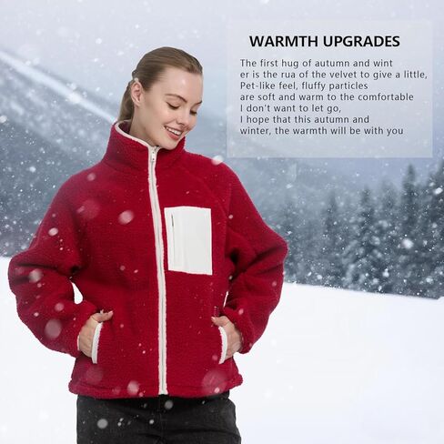 سترات صوف نسائية سميكة 290G بسحاب كامل ومعاطف بياقة عالية وأكمام طويلة وسترة خارجية غير رسمية in Kuwait