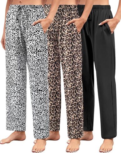 Cosy Pyro 3 Pack Women Casual Pajama Pants Soft Pjs Bottoms Lounge Comfy Sleep Pants with Pocket Drawstring in Kuwait