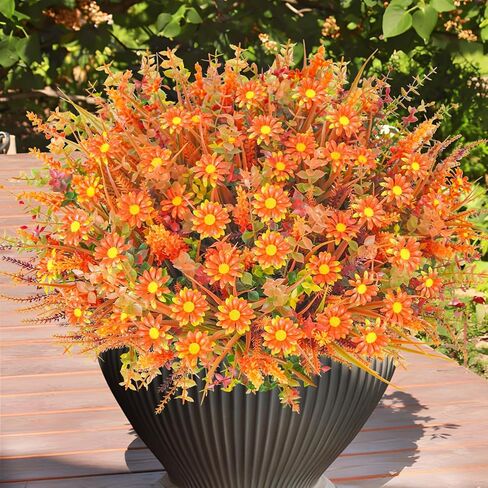 64 قطعة من زهور الخريف في الهواء الطلق وزهور الخريف الصناعية المقاومة للأشعة فوق البنفسجية للخريف والزهور البلاستيكية الاصطناعية لتزيين الخريف بالمنزل الخارجي وشرفة الفناء وديكور عيد الشكر in Kuwait