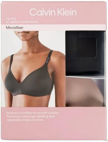 Calvin Klein Wirefree Bra 2-Pack – Black & Cedar Soft Microfiber Comfort Bralette with Adjustable Straps T-Shirt Bra in Saudi Arabia