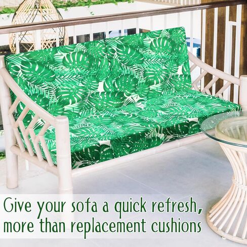 Spiareal 8 Pcs Waterproof Patio Stretch Sofa Cushion Cover, Outdoor Cushion Cover Replacement Include 4 Backrests and 4 Cushions, Sofa Seat Covers Furniture Protector (Tropical Plants) in Saudi Arabia