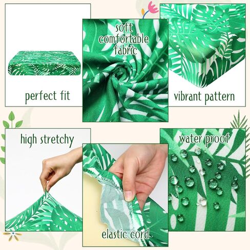 Spiareal 8 Pcs Waterproof Patio Stretch Sofa Cushion Cover, Outdoor Cushion Cover Replacement Include 4 Backrests and 4 Cushions, Sofa Seat Covers Furniture Protector (Tropical Plants) in Saudi Arabia
