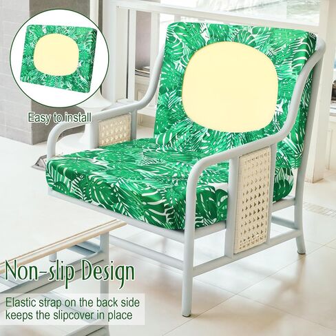 Spiareal 8 Pcs Waterproof Patio Stretch Sofa Cushion Cover, Outdoor Cushion Cover Replacement Include 4 Backrests and 4 Cushions, Sofa Seat Covers Furniture Protector (Tropical Plants) in Saudi Arabia