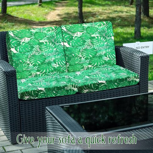 Spiareal 8 Pcs Waterproof Patio Stretch Sofa Cushion Cover, Outdoor Cushion Cover Replacement Include 4 Backrests and 4 Cushions, Sofa Seat Covers Furniture Protector (Tropical Plants) in Saudi Arabia