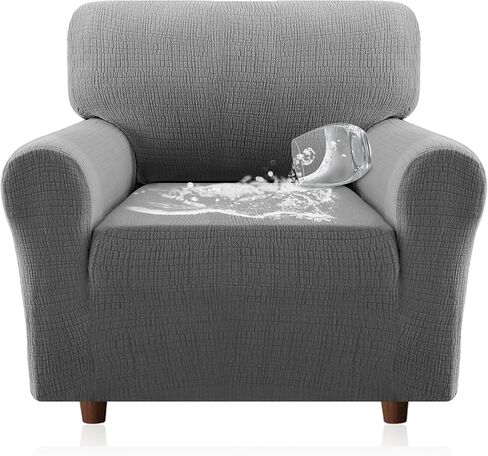 H.VERSAILTEX Jacquard Sofa Slipcover with Waterproof Seat Furniture Protector 1 Piece Stretch Sofa Covers with Elastic Bottom for Kids, Pets, Dog(Sofa, Grey) in Saudi Arabia