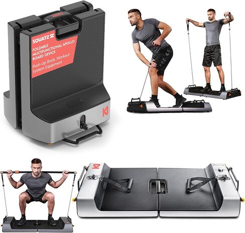 SQUATZ Vibration Plate Exercise Machine Set - Standing Vibrating Platform for Pain Relief, Lymphatic Drainage and Weight Loss - Board Includes 5pcs. Resistance Bands and Pilates Rod in Kuwait