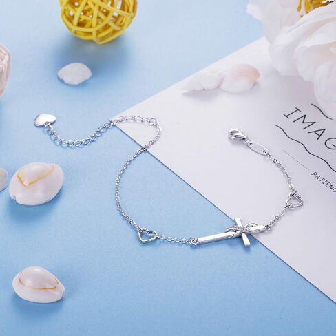 أساور AmorAime 925 من الفضة الإسترلينية للنساء سوار متقاطع مع جوهرة الميلاد هدايا مجوهرات لعيد الحب أو عيد الميلاد أو الذكرى السنوية (C-04-April) in Kuwait