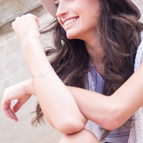 أساور AmorAime 925 من الفضة الإسترلينية للنساء سوار متقاطع مع جوهرة الميلاد هدايا مجوهرات لعيد الحب أو عيد الميلاد أو الذكرى السنوية (C-04-April) in Kuwait