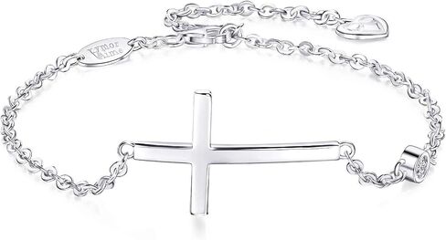 AmorAime 925 Sterling Silver Bracelets for Women Cross Bracelet Birthstone Jewelry Gifts for Valentine’s Day, Birthday or Anniversary (C-04-April) in Saudi Arabia