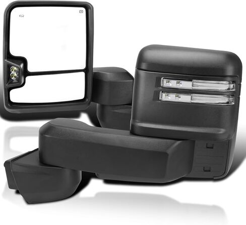 Spec-D Tuning Black Power Heated Towing Mirrors w/LED Signal, Temperature Sensor Compatible with 2020-2025 Chevy Silverado, GMC Sierra 2500HD 3500HD, Left + Right Pair in Saudi Arabia