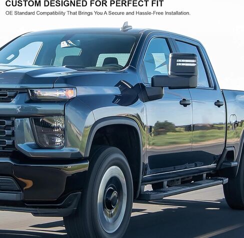 Spec-D Tuning Black Power Heated Towing Mirrors w/LED Signal, Temperature Sensor Compatible with 2020-2025 Chevy Silverado, GMC Sierra 2500HD 3500HD, Left + Right Pair in Saudi Arabia