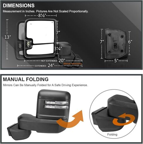 Spec-D Tuning Black Power Heated Towing Mirrors w/LED Signal, Temperature Sensor Compatible with 2020-2025 Chevy Silverado, GMC Sierra 2500HD 3500HD, Left + Right Pair in Saudi Arabia