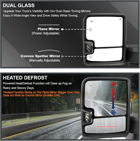 Spec-D Tuning Black Power Heated Towing Mirrors w/LED Signal, Temperature Sensor Compatible with 2020-2025 Chevy Silverado, GMC Sierra 2500HD 3500HD, Left + Right Pair in Saudi Arabia