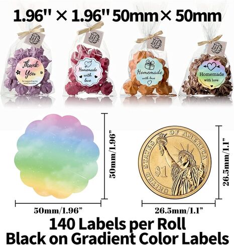 ملصق زهرة Memoking Rosy Clouds، مستدير 1.96 بوصة، 140 قطعة، متوافق مع ملصقات طابعة Phomemo M110 M220 M200 M120 M221 لتصميم شعار DIY، شكرًا in Kuwait