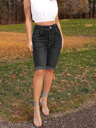 Women's Summer Denim Shorts Mid-Rise and Hip Lifting Slimming Jean Shorts in Saudi Arabia