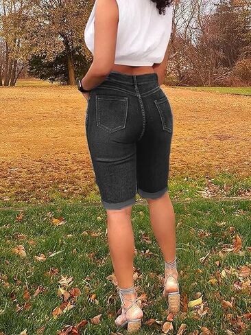 Women's Summer Denim Shorts Mid-Rise and Hip Lifting Slimming Jean Shorts in Saudi Arabia