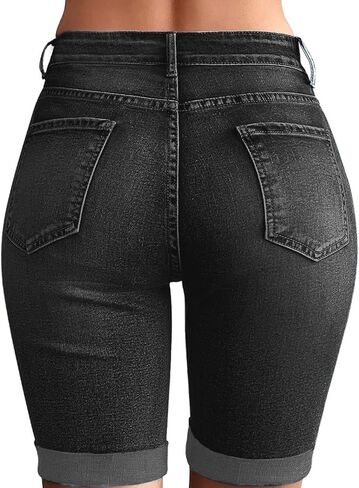 Women's Summer Denim Shorts Mid-Rise and Hip Lifting Slimming Jean Shorts in Saudi Arabia