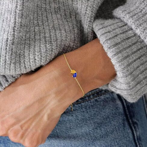 Turandoss Gold Birthstone Bracelets for Women Trendy - 14K Dainty Gold Plated Bracelets for Women, Birthstone Bracelet for Her Mom Best Friend Girls Bridesmaid Jewelry Gifts in Saudi Arabia