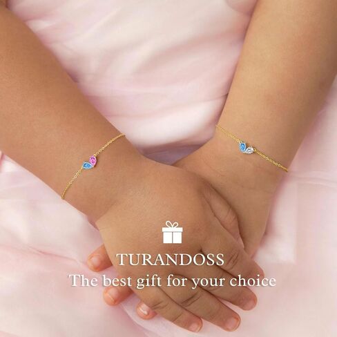 Turandoss Gold Birthstone Bracelets for Women Trendy - 14K Dainty Gold Plated Bracelets for Women, Birthstone Bracelet for Her Mom Best Friend Girls Bridesmaid Jewelry Gifts in Saudi Arabia