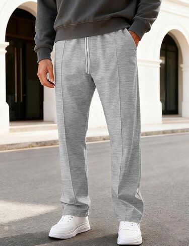 Mens Casual Pants for Men Elastic Waist Lightweight Loose Fit Pleated Slim Fit Casual Pants Tapered Cropped Trousers in Kuwait