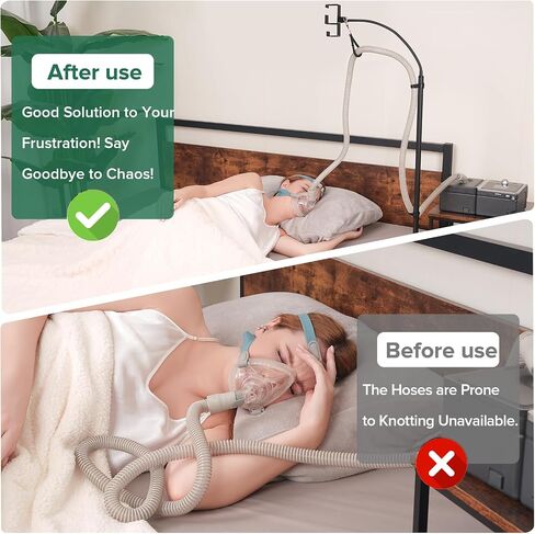 CPAP Hose Holder for Bedside -All-Metal Stand with Aluminum Hook |NoWall Drilling | Fits ResMed/Philips/AirSense Tubing | Helps Keep Hose Clean &Tangle-Free in Saudi Arabia