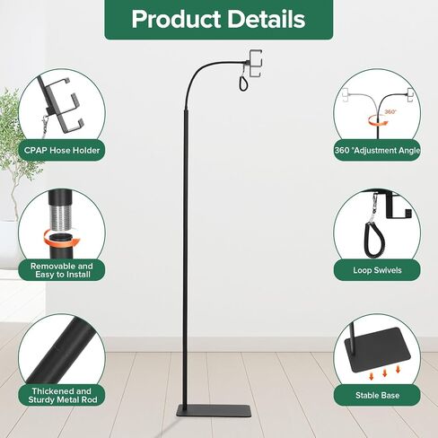 CPAP Hose Holder for Bedside -All-Metal Stand with Aluminum Hook |NoWall Drilling | Fits ResMed/Philips/AirSense Tubing | Helps Keep Hose Clean &Tangle-Free in Saudi Arabia