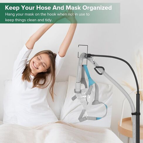 CPAP Hose Holder for Bedside -All-Metal Stand with Aluminum Hook |NoWall Drilling | Fits ResMed/Philips/AirSense Tubing | Helps Keep Hose Clean &Tangle-Free in Saudi Arabia